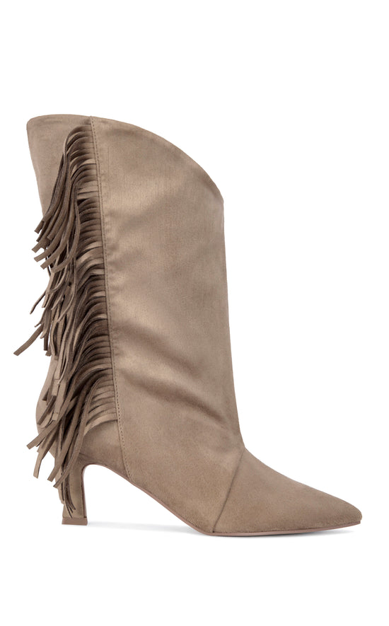 SARIAH-TAUPE FRINGE BOOTIE
