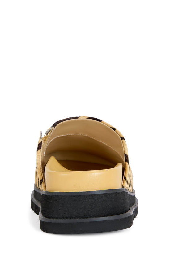 SARINDA-TIGER CALF HAIR FLATFORM MULE
