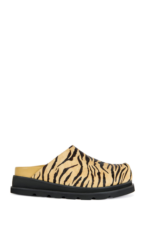SARINDA-TIGER CALF HAIR FLATFORM MULE