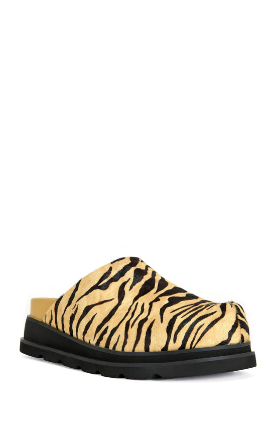 SARINDA-TIGER CALF HAIR FLATFORM MULE
