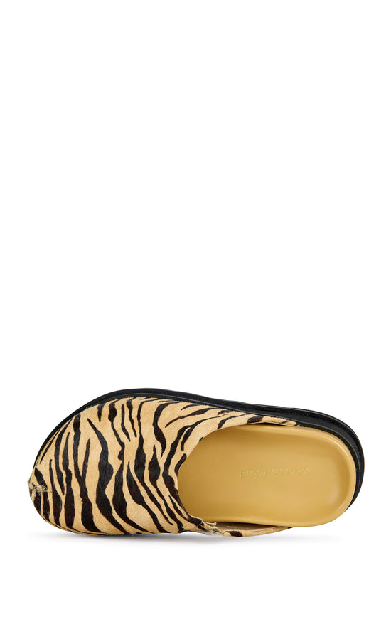 SARINDA-TIGER CALF HAIR FLATFORM MULE