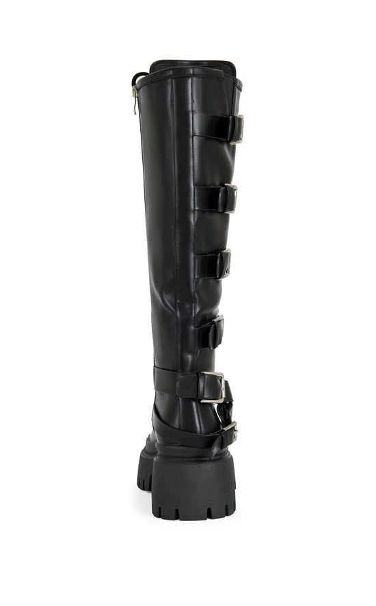 SAXEN-BLACK KNEE HIGH COMBAT BOOT