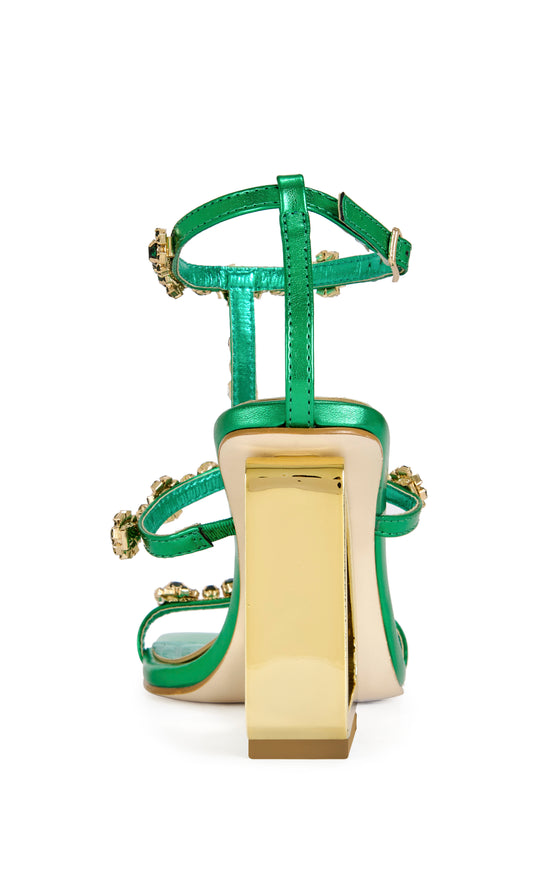 SCHANTELLE-GREEN JEWELED WEDGE SANDAL