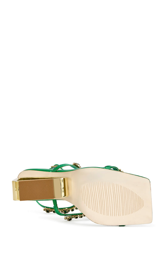 SCHANTELLE-GREEN JEWELED WEDGE SANDAL