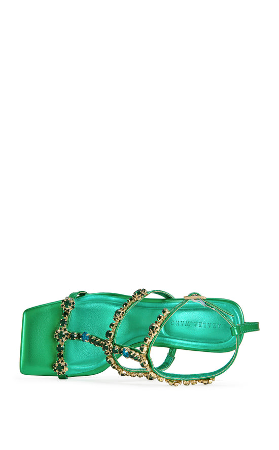 SCHANTELLE-GREEN JEWELED WEDGE SANDAL