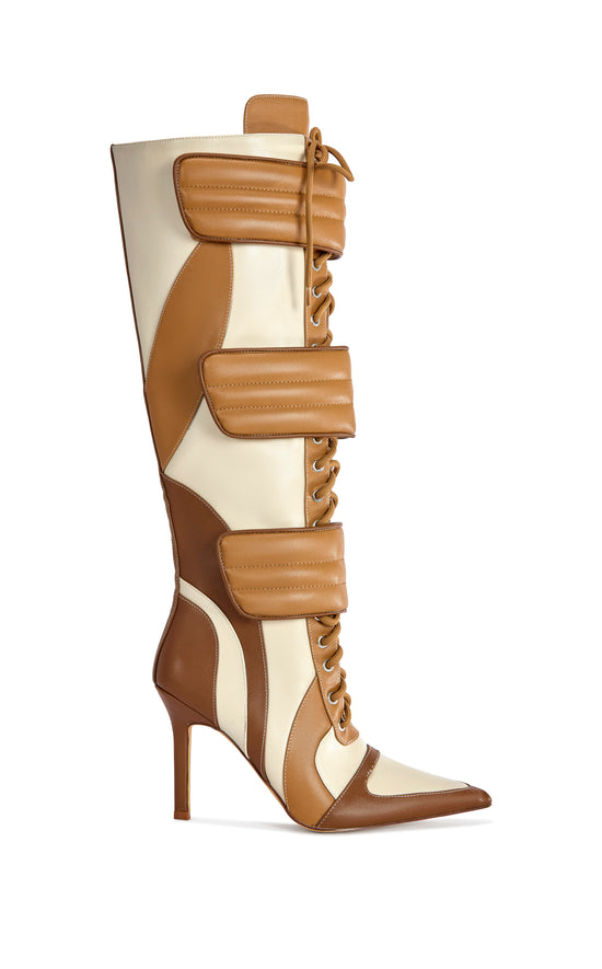 SCHUMACHER-TAN SPORTY POINT-TOE STILETTO BOOT