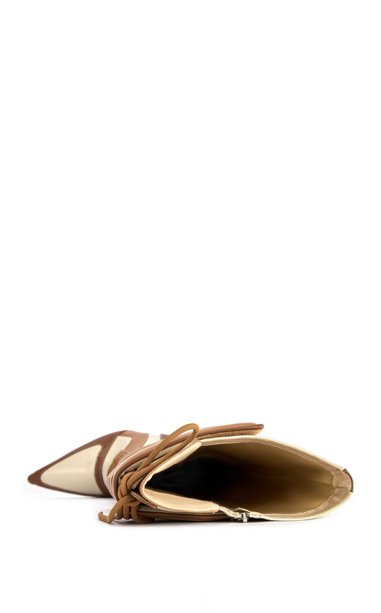 SCHUMACHER-TAN SPORTY POINT-TOE STILETTO BOOT