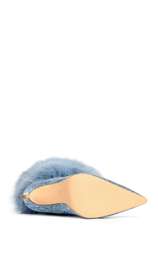 SENAE-BLUE FAUX FUR STILETTO BOOT