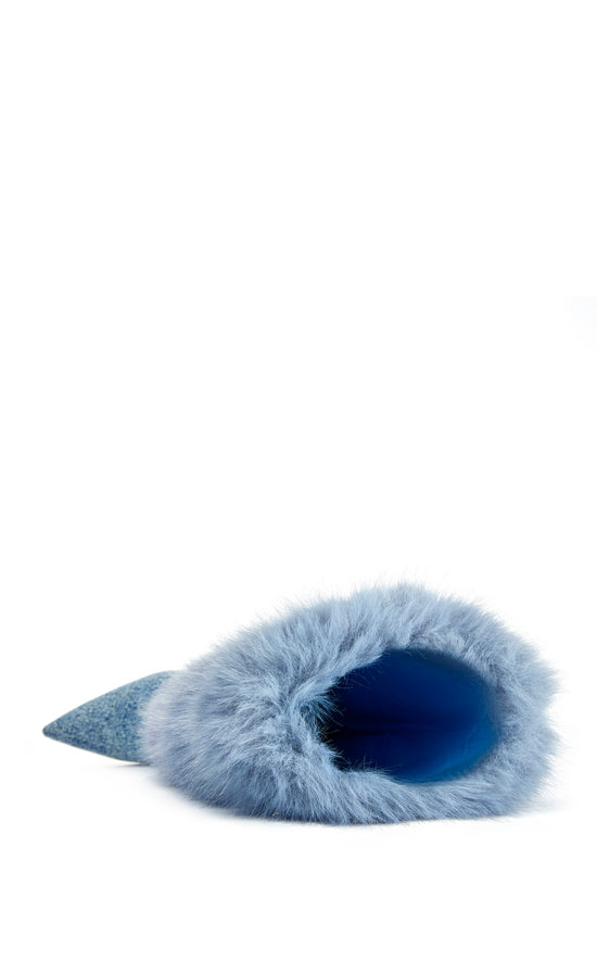 SENAE-BLUE FAUX FUR STILETTO BOOT
