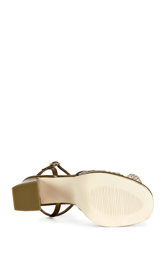 SERAPHINA-BRONZE FLORAL BLOCK SANDAL
