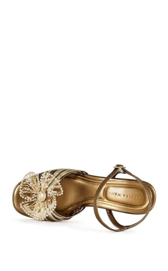 SERAPHINA-BRONZE FLORAL BLOCK SANDAL