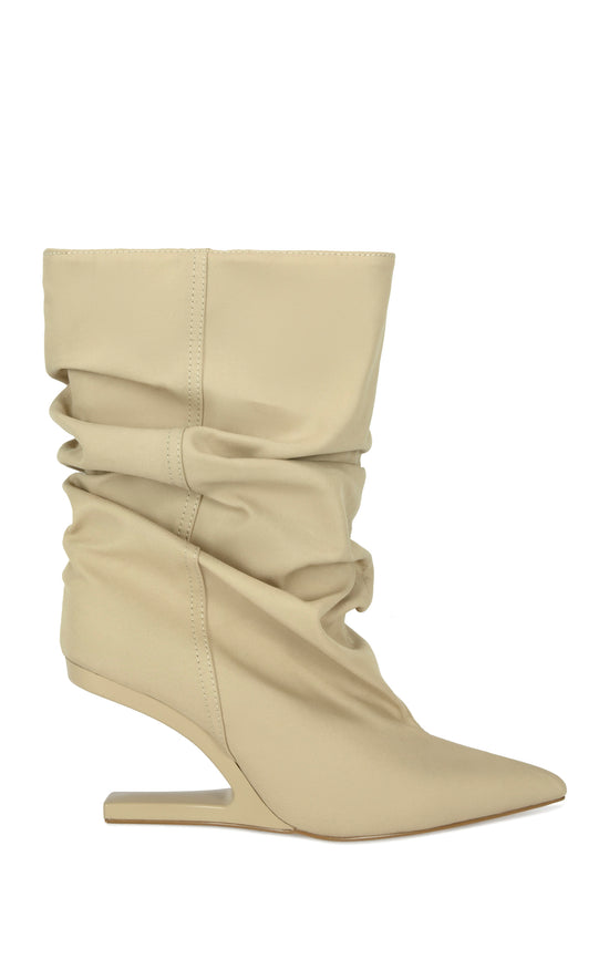 SERONA-KHAKI WEDGE BOOTIE