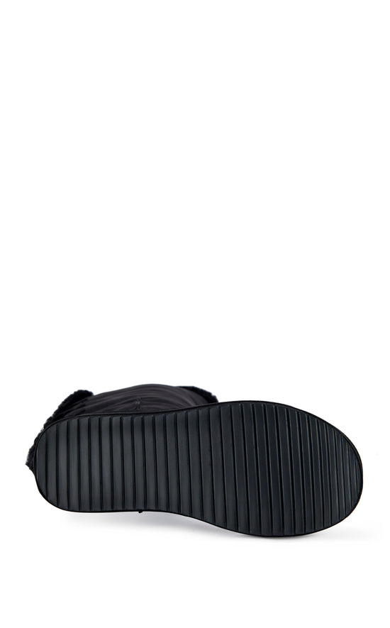 SHEA-BLACK FLATFORM BOOT WITH FUR TRIM