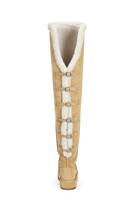 SHEA-SAND FLATFORM BOOT WITH FUR TRIM