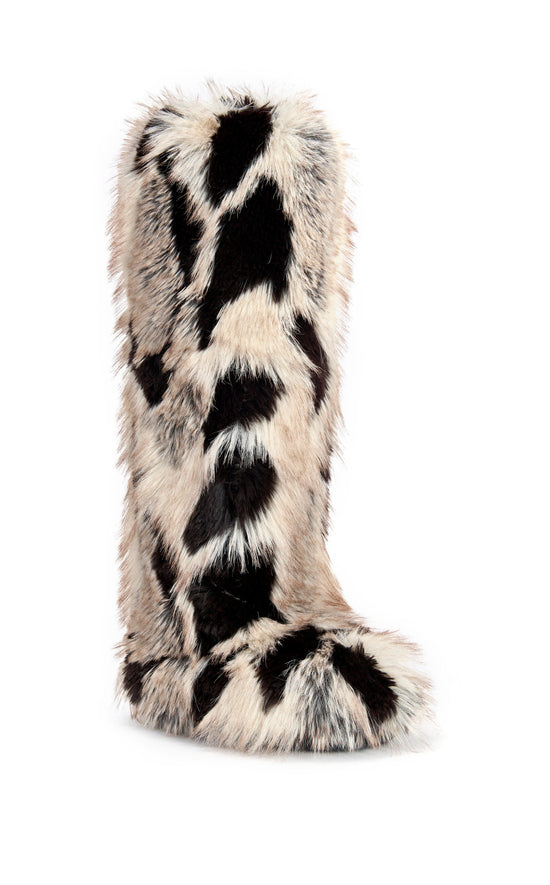 SHIVER-BROWNMULTI FAUX FUR FLAT BOOT