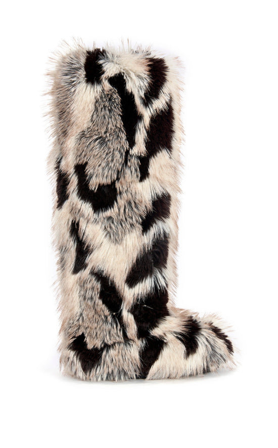 SHIVER-BROWNMULTI FAUX FUR FLAT BOOT