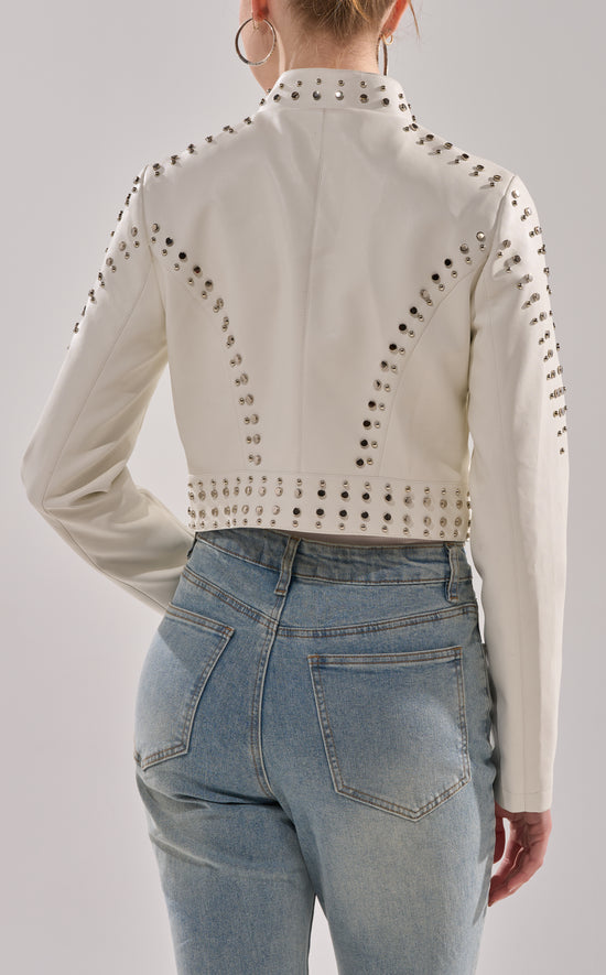 SILVINA-WHITE MOTO OUTERWEAR | AZALEA WANG