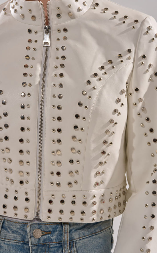 SILVINA-WHITE MOTO OUTERWEAR | AZALEA WANG