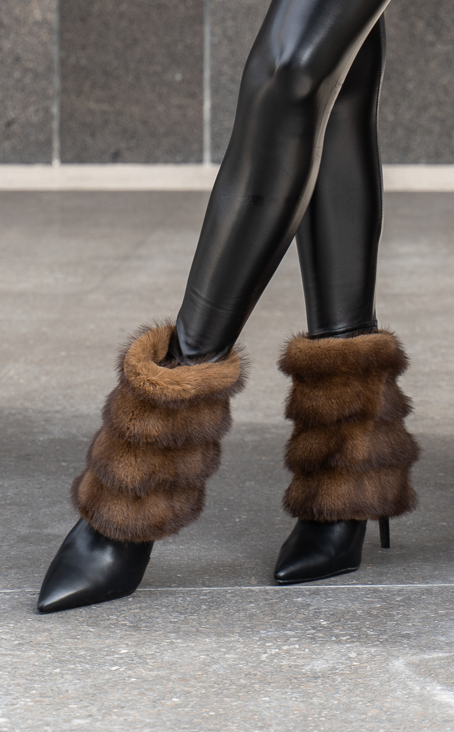 SIMON-BLACK FAUX FUR STILETTO BOOTIE