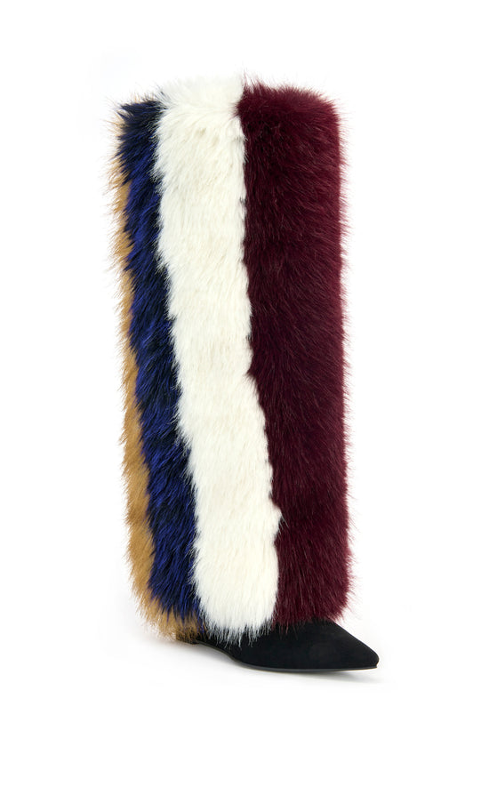 SLATE-MULTI FAUX FUR WEDGE BOOT
