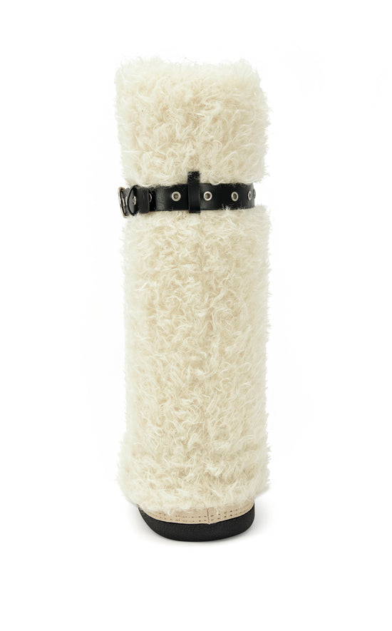 SOLACE-CREAM FAUX FUR FLAT BOOT