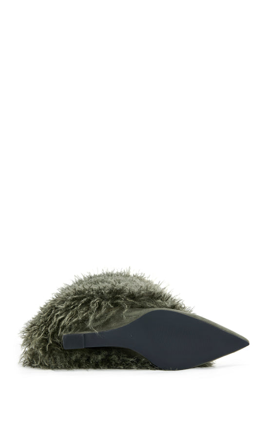SOLARA-OLIVE FAUX FUR WEDGE BOOT