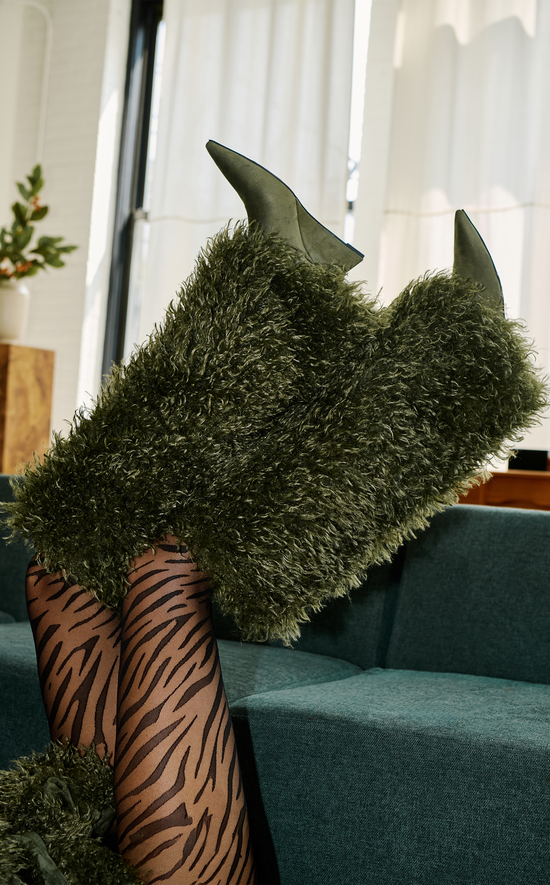SOLARA-OLIVE FAUX FUR WEDGE BOOT