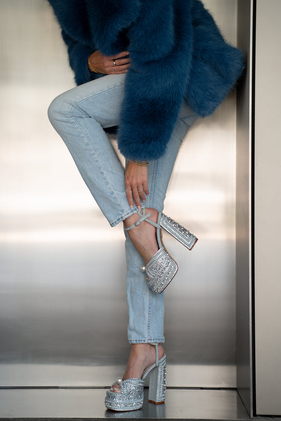 SOMETHINGBLUE-BLUE PEARL PLATFORM SANDAL