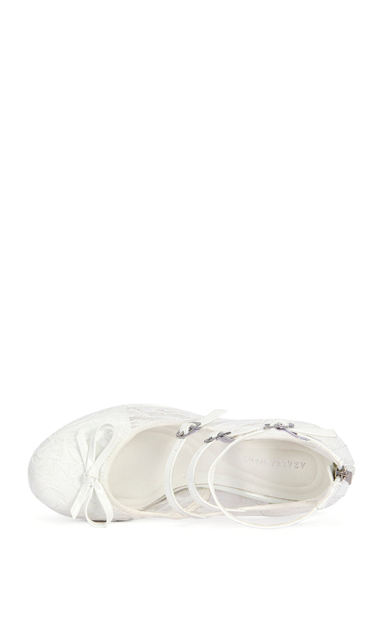SPROUT-WHITE SHEER LACE PLATFORM PUMP
