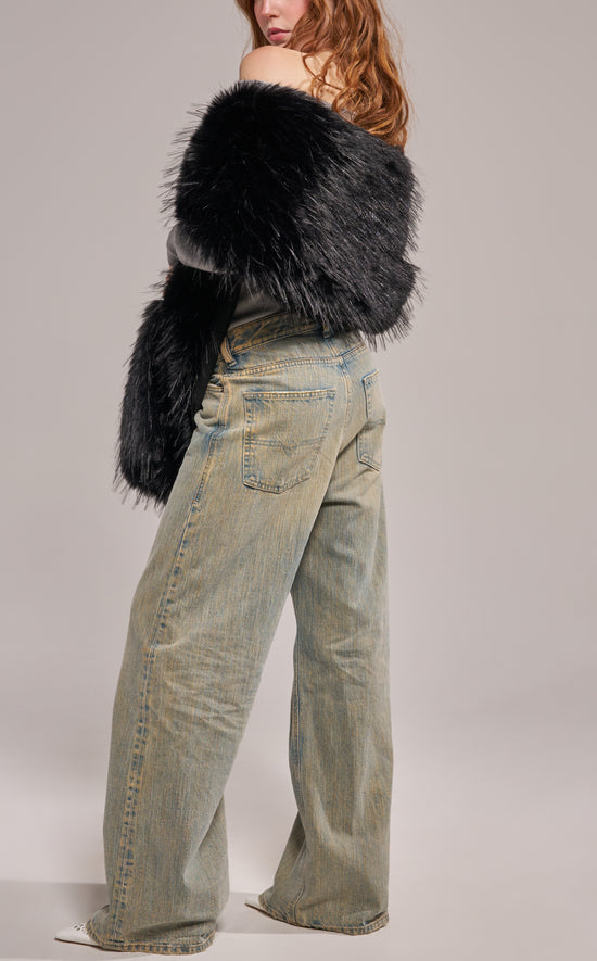 STARLET-BLACK FAUX FUR SCARF