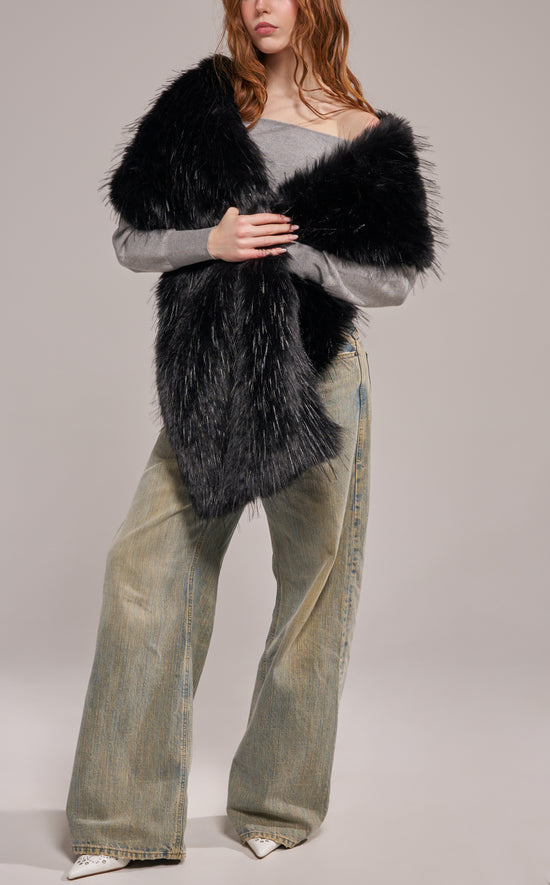 STARLET-BLACK FAUX FUR SCARF