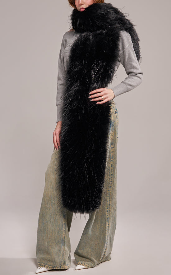 STARLET-BLACK FAUX FUR SCARF