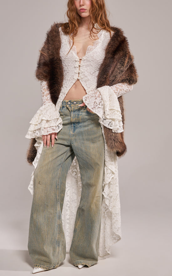 STARLET-BROWN FAUX FUR SCARF