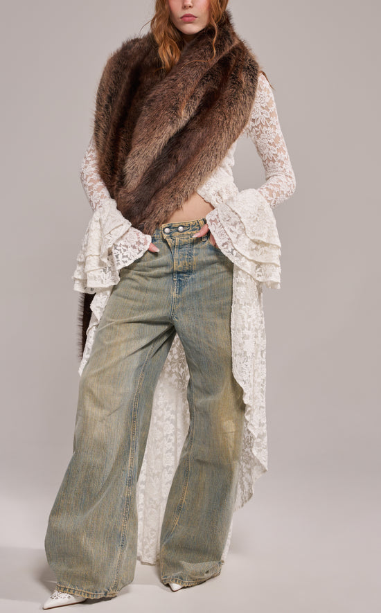 STARLET-BROWN FAUX FUR SCARF