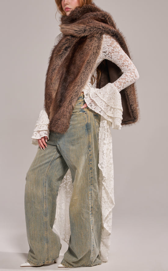 STARLET-BROWN FAUX FUR SCARF