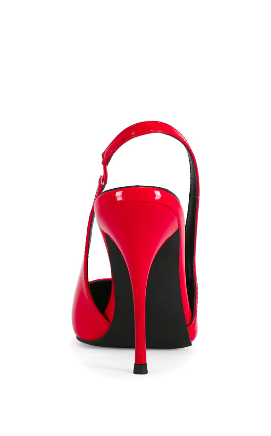 SYLVA-RED POINT TOE SLINGBACK STILETTO PUMP