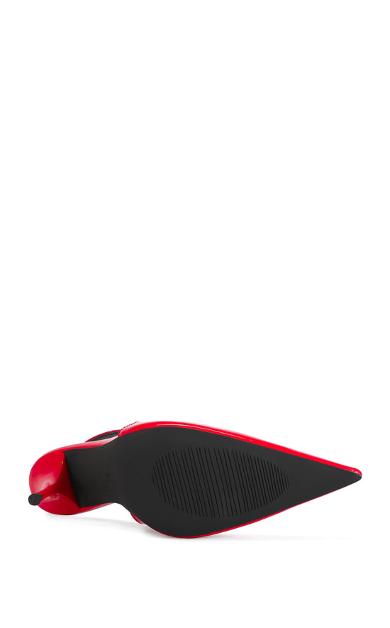 SYLVA-RED POINT TOE SLINGBACK STILETTO PUMP