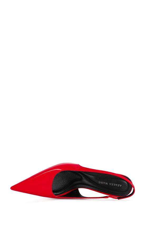 SYLVA-RED POINT TOE SLINGBACK STILETTO PUMP