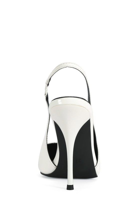 SYLVA-WHITE POINT TOE SLINGBACK STILETTO PUMP