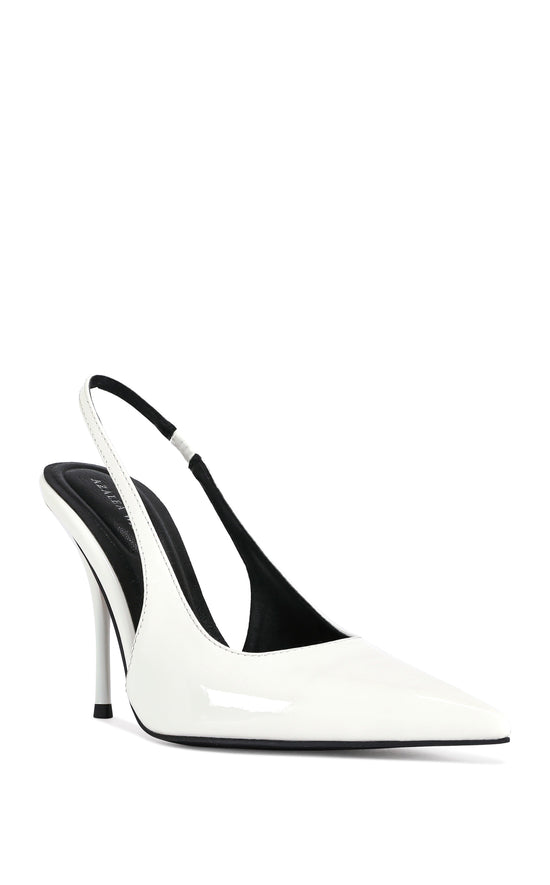 SYLVA-WHITE POINT TOE SLINGBACK STILETTO PUMP