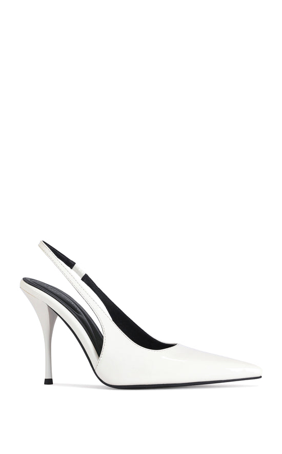 SYLVA-WHITE POINT TOE SLINGBACK STILETTO PUMP