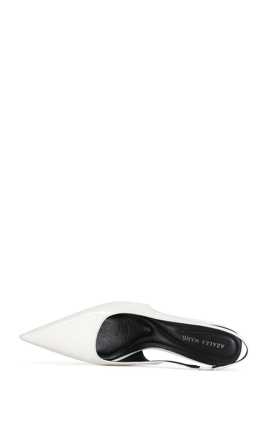 SYLVA-WHITE POINT TOE SLINGBACK STILETTO PUMP