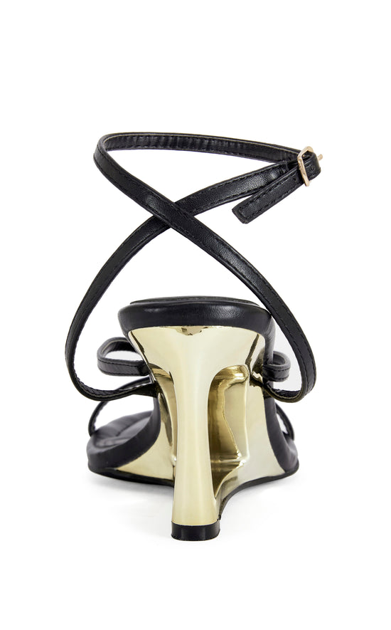 TAGAS-BLACK STRAPPY WEDGE SANDAL