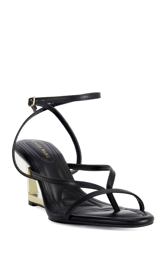 TAGAS-BLACK STRAPPY WEDGE SANDAL