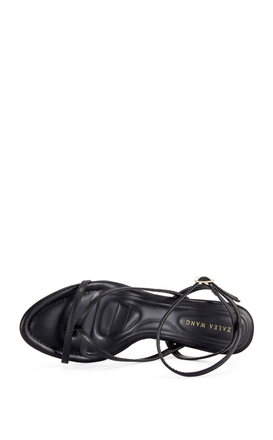 Tagas-Black Strappy Wedge Sandal