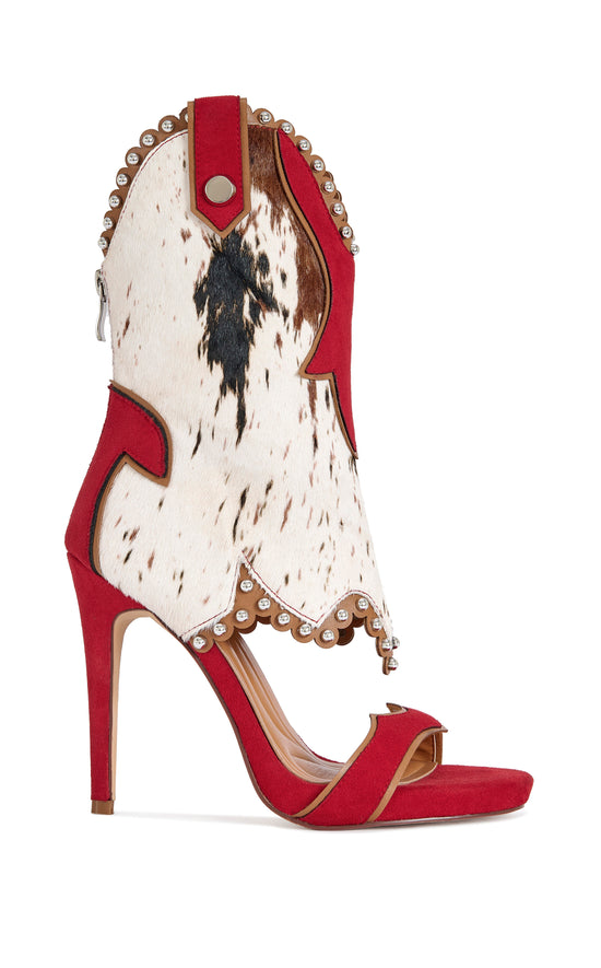 TAHLIE-COWMULTI CALF HAIR STILETTO SANDAL BOOTIE