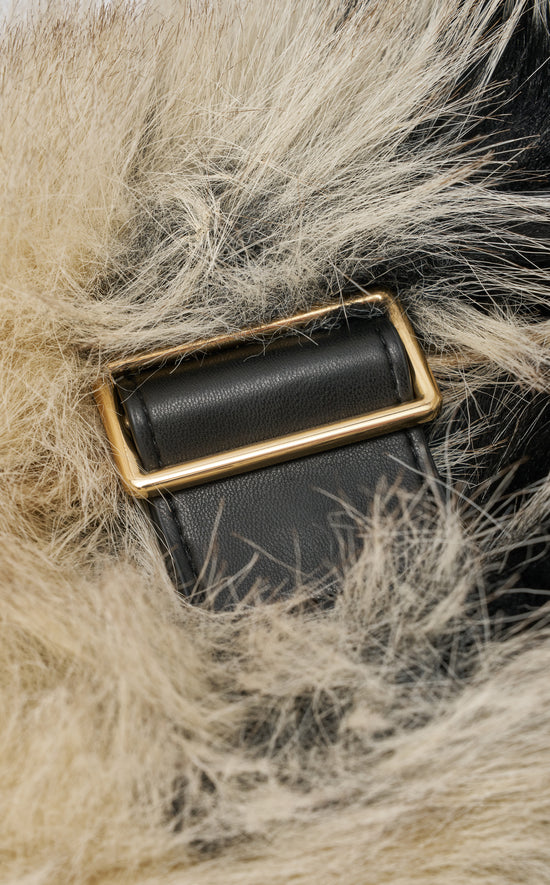TAILSPIN-BEIGEMULTI FAUX FUR HANDBAG