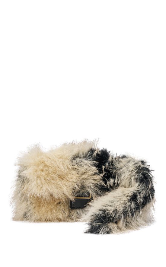 TAILSPIN-BEIGEMULTI FAUX FUR HANDBAG