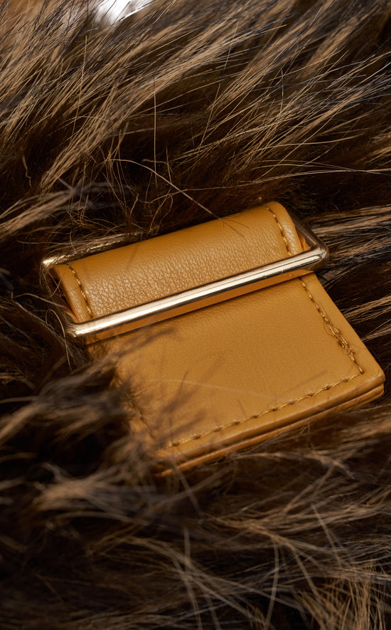 TAILSPIN-CHOCOLATE FAUX FUR HANDBAG