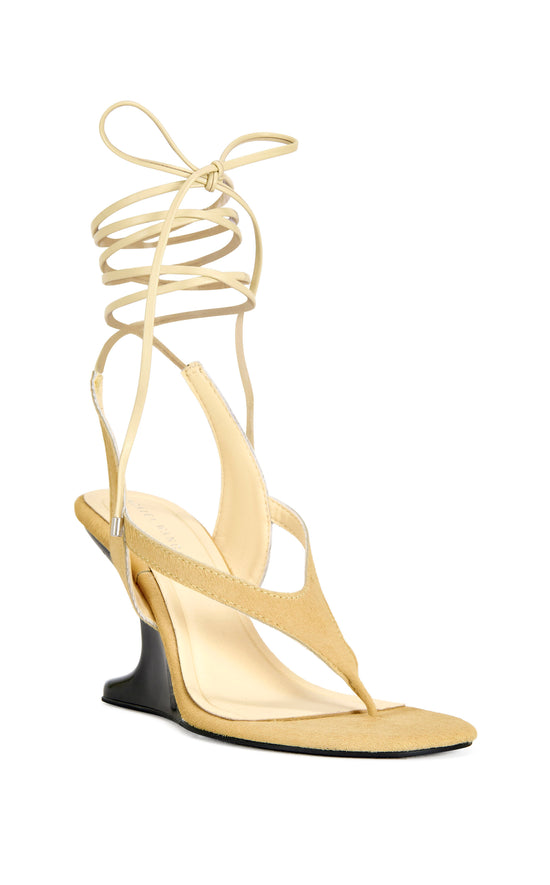TAMSIE-BEIGE CALF HAIR WRAP-AROUND SANDAL